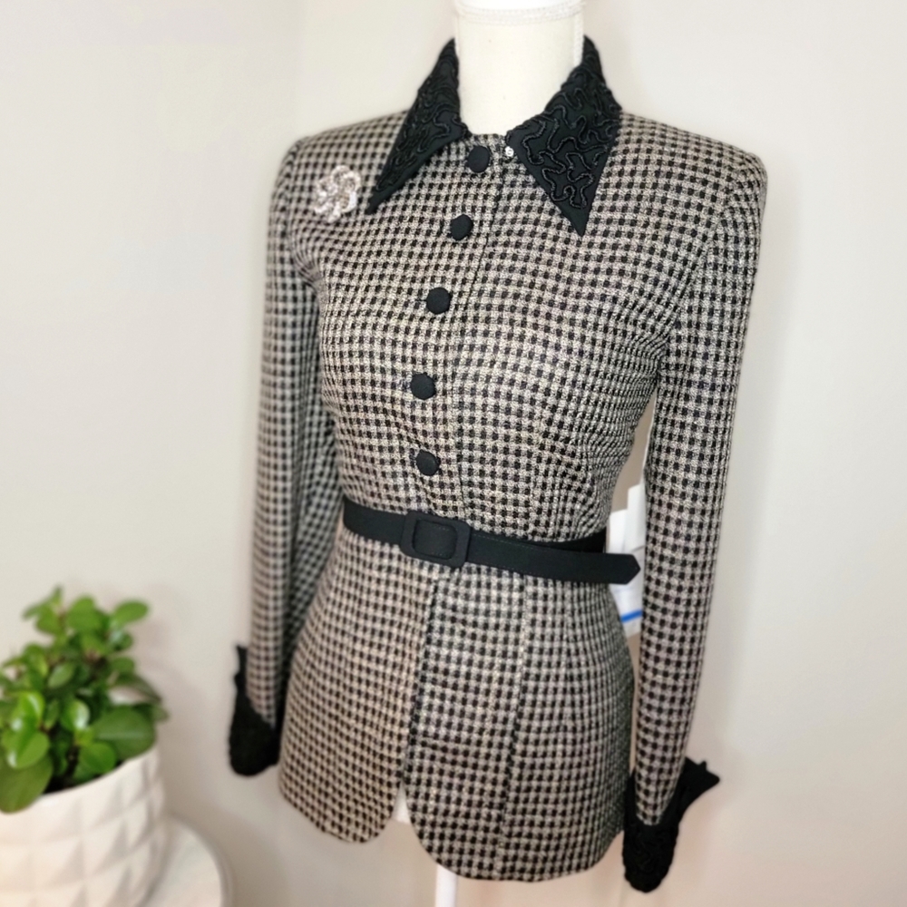 Vintage David Warren DW3 Checked Belted Blazer